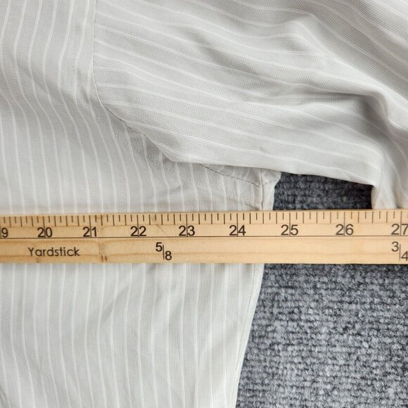 Ermenegildo Zegna Size 16 Striped Gray Long Sleeve Button Up Shirt Woven Cotton - Picture 14 of 16